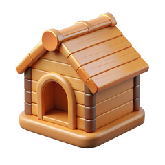 wooden pet house isolated on white