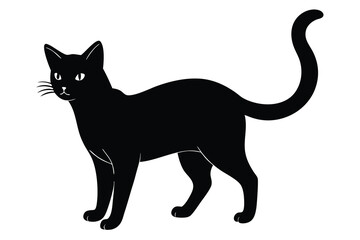 silhouette Cute Cat  Black.Eps