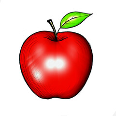 Red Apple Illustration with Fresh Fruit.