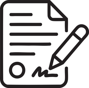 Contract Signing Icon Vector Illustration A Symbol of Agreement and Commitment Representing Legal Documents, Business Deals, and Formal Arrangements in a Modern Style