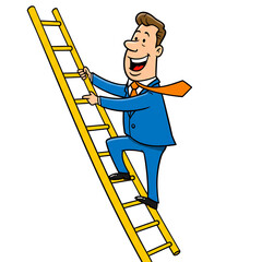 快活に昇るビジネスマン梯子
