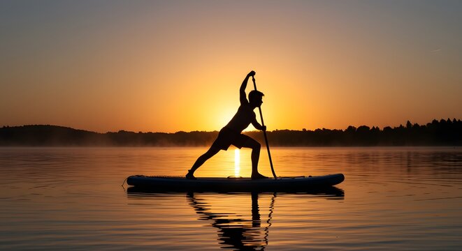 Serene Paddleboard Yoga at Sunrise