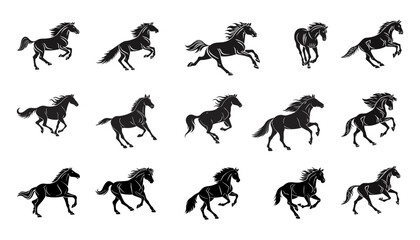 
Hand drawn running horse silhouette