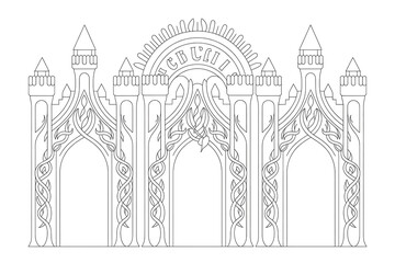 Fototapeta premium Ornate, triple arched gateway with intricate details. 