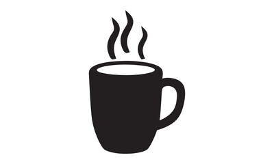 simple coffee cup icon, hot coffee or tea cup symbol with steam sign. vector illustration