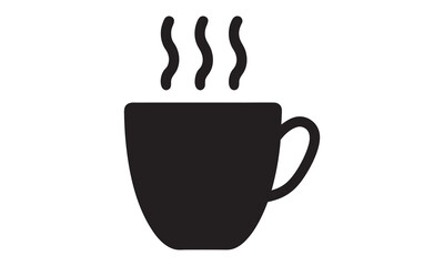simple coffee cup icon, hot coffee or tea cup symbol with steam sign. vector illustration
