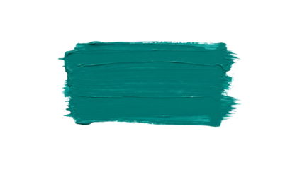 Turquoise paintbrush isolated on transparent background. deep lake green brush, png