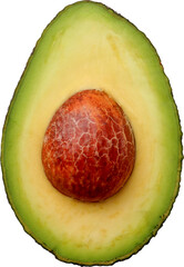 Avocado cut in half on white background