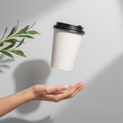 Floating Coffee Cup Mockup Minimalist Design for Branding