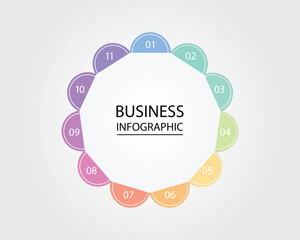 Business Infographic modern design template for banners and infographics for 11 half circle step