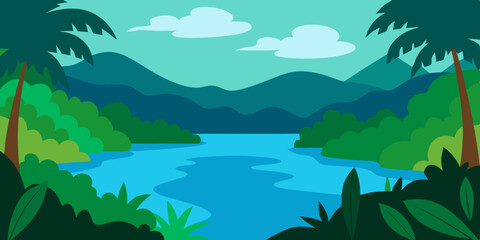 mountain landscape with river