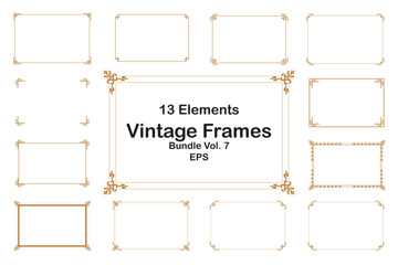 Vintage Decorative Frames Bundle - 13 Elegant Border Elements. Set 7