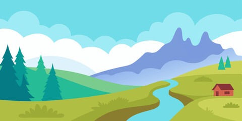 Fototapeta premium landscape with mountains and clouds