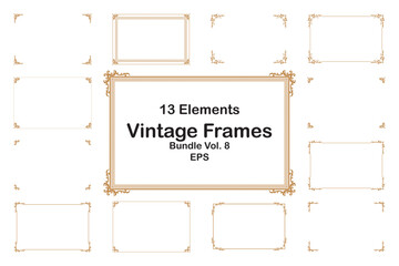 Vintage Decorative Frames Bundle - 13 Elegant Border Elements. Set 8