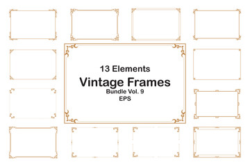 Vintage Decorative Frames Bundle - 13 Elegant Border Elements. Set 9