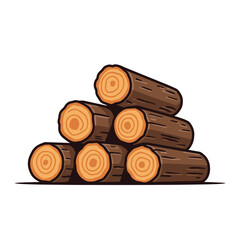 Stacked wooden logs illustration, forestry and lumber industry graphics