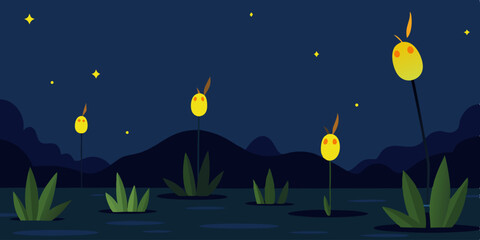 night landscape with moon