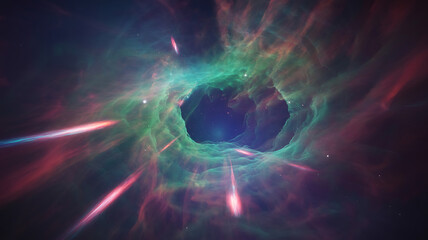 Fototapeta premium Cosmic vortex swirling through nebulae, a gateway to another dimension. 