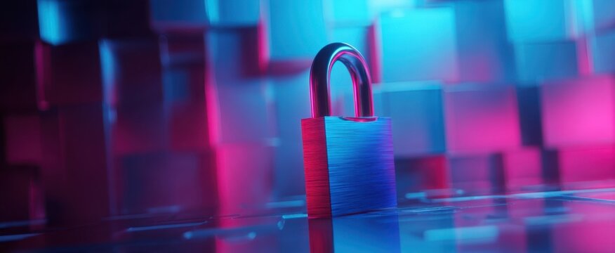 The padlock symbolizing security in a vibrant digital landscape.
