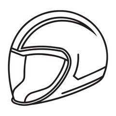 Motorcycle Helmet Illustration Safety Gear Design, Line Art Vector