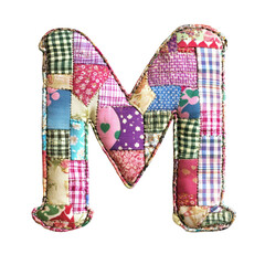 Patchwork fabric letter M colorful design handmade craft
