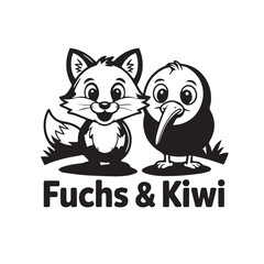 Fuchs and Kiwi Cartoon Vector Art Design