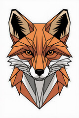 Obraz premium Geometric fox head, bold lines, orange and black. 