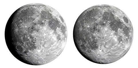 Obraz premium A bright 3D sphere with an alpha channel showcases a full lunar-like surface with dark craters, perfect for a cosmos or night sky design