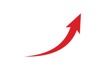 Red curved graph with arrow icon vector
