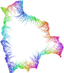 Rainbow sketch outline map of Bolivia 