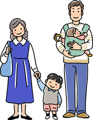 笑顔の若い家族＿ニコニコ4人家族