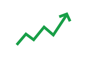 Green arrow graph line chart moving up concept of stock market business growth icon vector