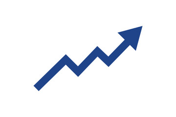 Blue zigzag growth graph with arrow moving up icon vector