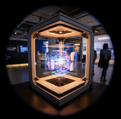 Volumetric Display Image fish-eye blurred 