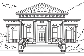 Grand, ornate building with columns and a wide staircase.
