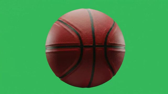 Detailed basketball close up on green screen perfect for compositing and editing