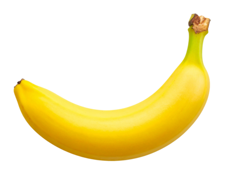 Top View of Curved Yellow Banana – Minimalist PNG Isolated