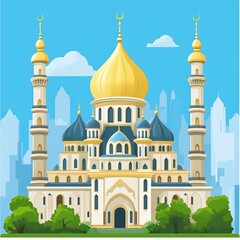 Obraz premium Majestic Mosque in a Cityscape