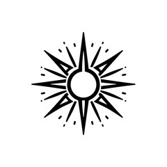 Obraz premium Outline-style tribal sun with sharp rays
