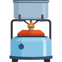 Fototapeta premium A portable camping stove with a pot and lit flame