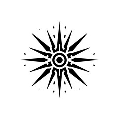 Obraz premium Outline-style tribal sun with sharp rays