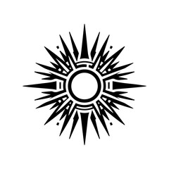 Naklejka premium Outline-style tribal sun with sharp rays