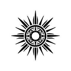 Naklejka premium Outline-style tribal sun with sharp rays
