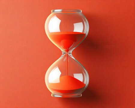 Vibrant red hourglass with long shadow effect - Powered by Adobe
