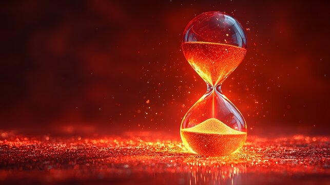 Glowing red hourglass representing digital countdown and urgency - Powered by Adobe