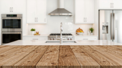 Premium Luxury Kitchen Interior Natural Wood Surface Marble Countertop Contemporary Design