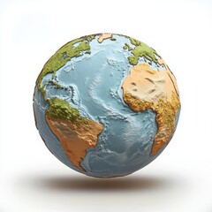 Highly Detailed and Colorful Earth Globe Featuring Continents, Oceans, and Topographical Features