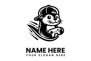 A cartoon otter wearing a cap holds a game controller, with motion lines behind it.