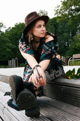 A girl's outfit styled after the indigenous peoples of the world. International Day of the World's...