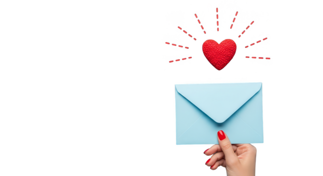 Love Letter Woman Holding Blue Envelope